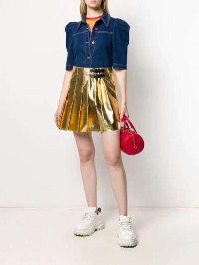 Shop Msgm A-line Pleated Skirt In Gold