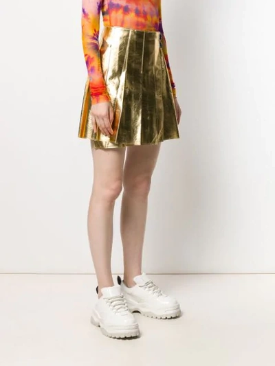 Shop Msgm A-line Pleated Skirt In Gold