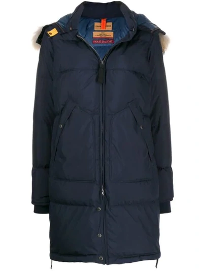 Shop Parajumpers Padded Parka With Removable Hood In Blue