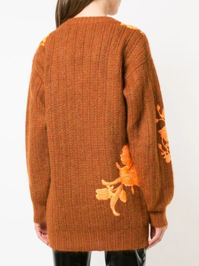 Shop Christopher Kane Floral-embroidered Sweater - Brown