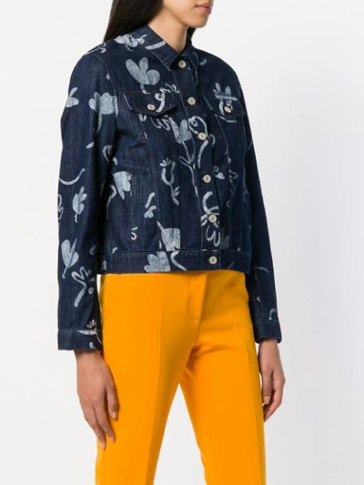 Shop Ps By Paul Smith Artistic Printed Denim Jacket - Blue