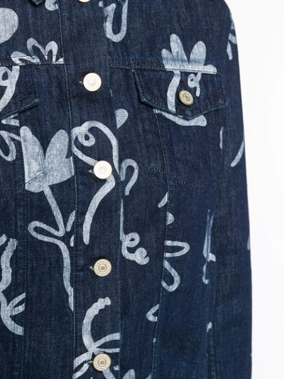 Shop Ps By Paul Smith Artistic Printed Denim Jacket - Blue