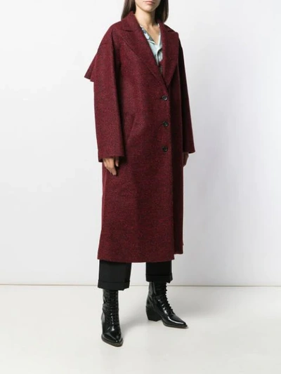 Shop Red Valentino Herringbone Long Coat In Red