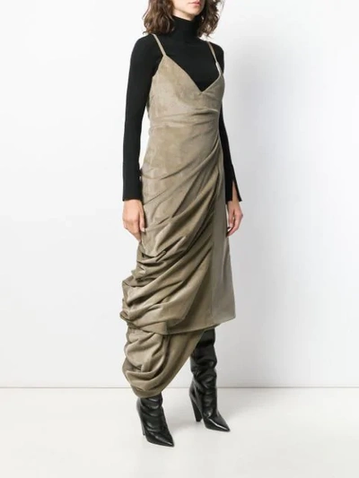 Shop Y/project Gathered Corduroy Dress In Neutrals