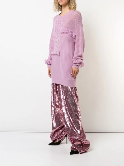 Shop Prabal Gurung Cashmere Fringed Sweater In Pink