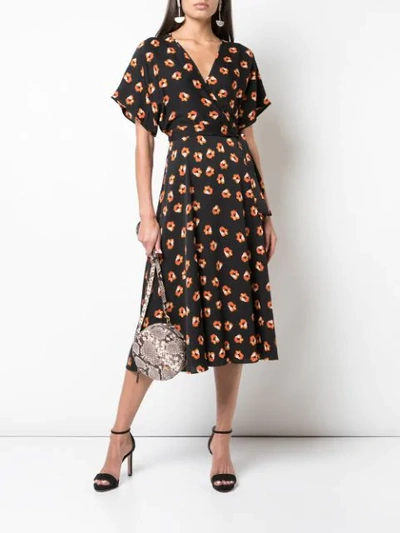 Shop Diane Von Furstenberg Floral Print Wrap Dress In Black