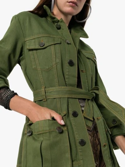 Shop House Of Holland Belted Safari Jacket In Green