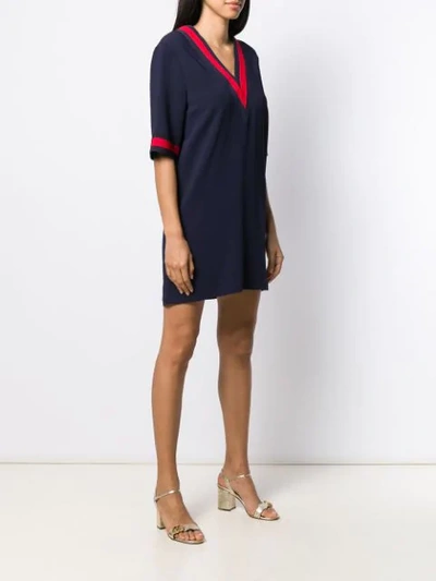 Shop Gucci Oversize Viscose Shirt With Web In Blue