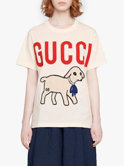 Shop Gucci Lamb T-shirt In White