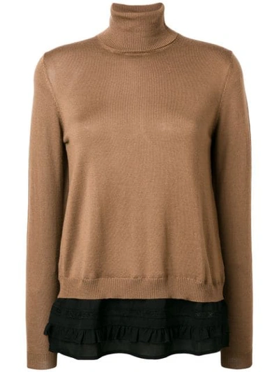 Shop P.a.r.o.s.h . Roll-neck Contrast Sweater - Brown