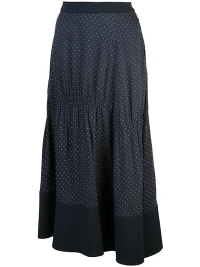 Shop Tibi Pindot Shirred Panel Skirt In Blue