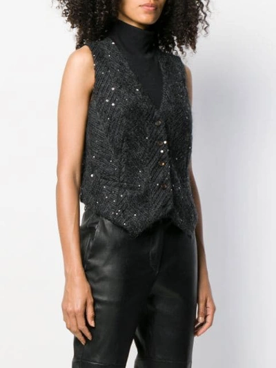 Shop Brunello Cucinelli Sequinned Waistcoat In Black