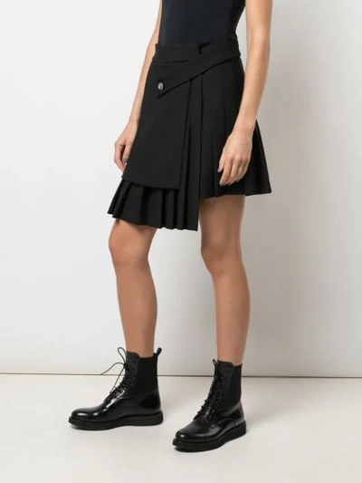 Shop Off-white Asymmetric Pleated Skirt In Black