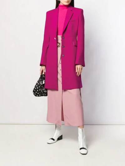 Shop Pinko Crystal Embellished Buttoned Coat In Ya6 Fucsia