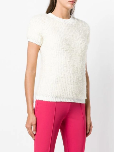 Shop Elisabetta Franchi Chunky Knit Short Sleeve Knit Top - White