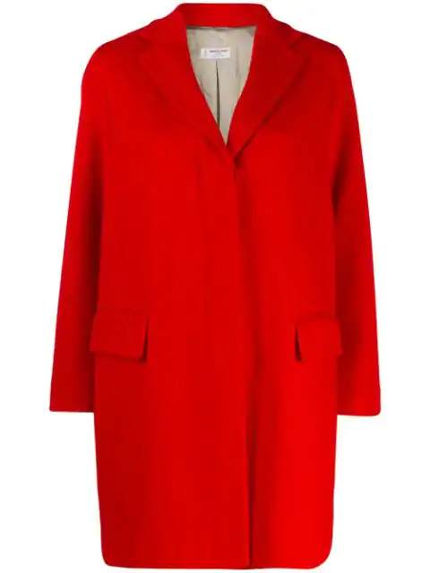 Alberto Biani Concealed Button Up Coat In Red | ModeSens