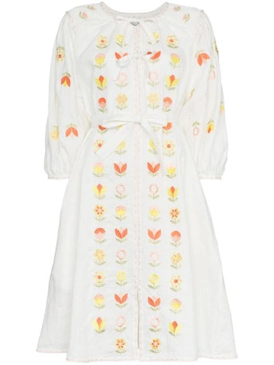 Shop Innika Choo Hugh Jesmök Linen Dress - White