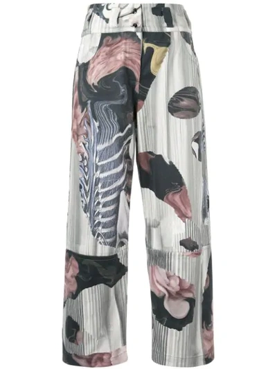 Shop Roberts Wood Collage Print Trousers In Green