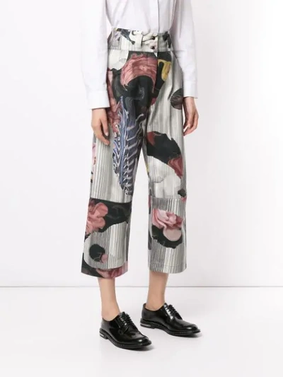 Shop Roberts Wood Collage Print Trousers In Green