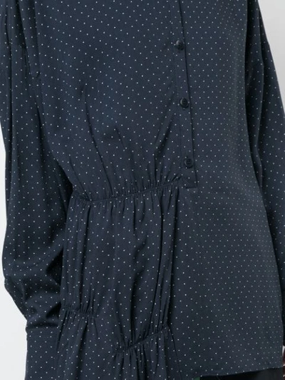 Shop Tibi Pindot Mandarin Collar Shirt In Navy Multi