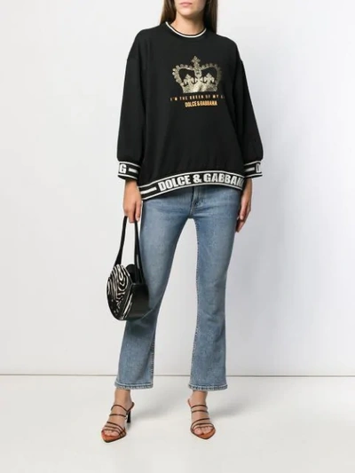 Shop Dolce & Gabbana Quote Short Three-quarter Sleeved Sweater In N0000
