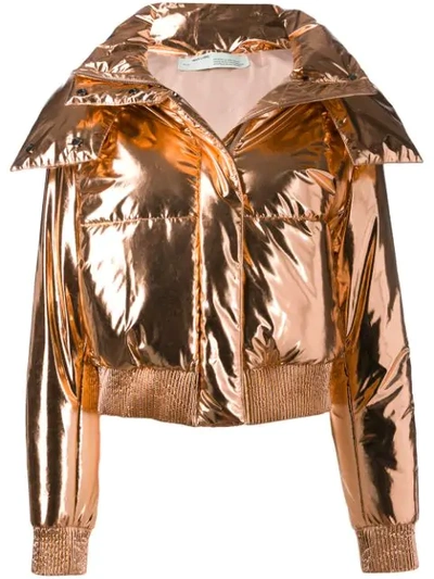 Shop Off-white Down Puffer Jacket In Gold
