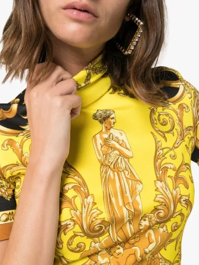 Shop Versace Baroque Print Crop Top In Yellow