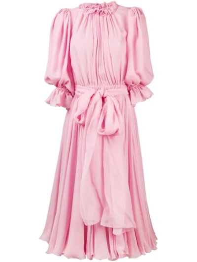 Shop Dolce & Gabbana Tie Waist Dress In Pink