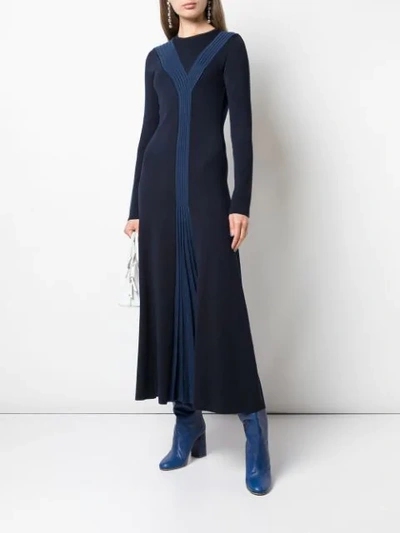 Shop Gabriela Hearst Wool Pleated Dress In Blue