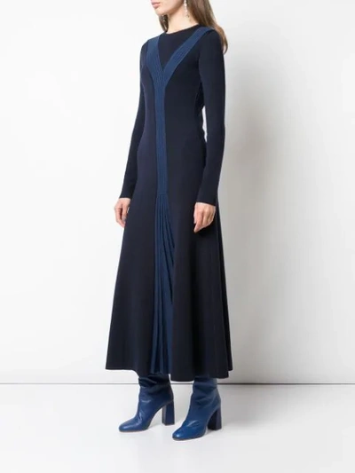 Shop Gabriela Hearst Wool Pleated Dress In Blue