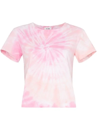 Shop Re/done Cropped Tie-dye T-shirt In Pink