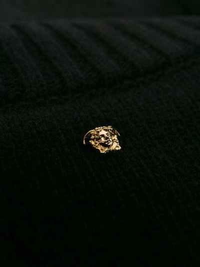 Shop Versace Distressed Knitted Sweater In Black