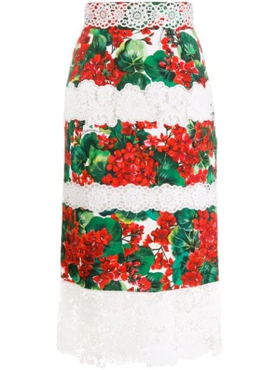 Shop Dolce & Gabbana Portofino Print Cady Skirt In White