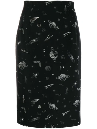 Shop Pinko Space Print Pencil Skirt In Black