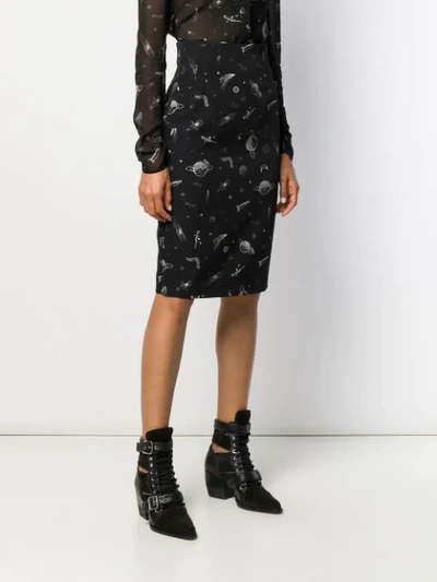 Shop Pinko Space Print Pencil Skirt In Black