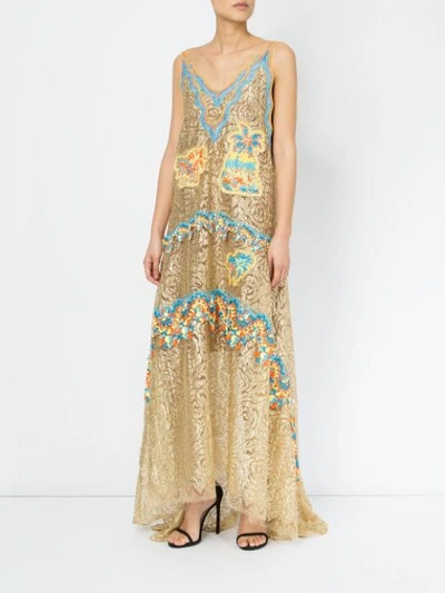 Shop Peter Pilotto Embroidered Dress In Metallic