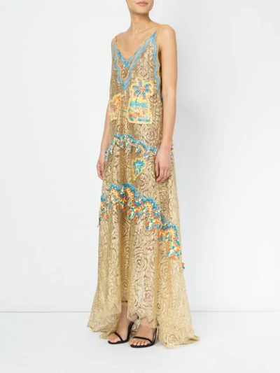 Shop Peter Pilotto Embroidered Dress In Metallic