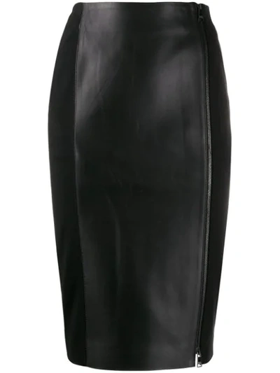 Shop Karl Lagerfeld Zip Up Pencil Skirt In Black