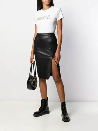 Shop Karl Lagerfeld Zip Up Pencil Skirt In Black