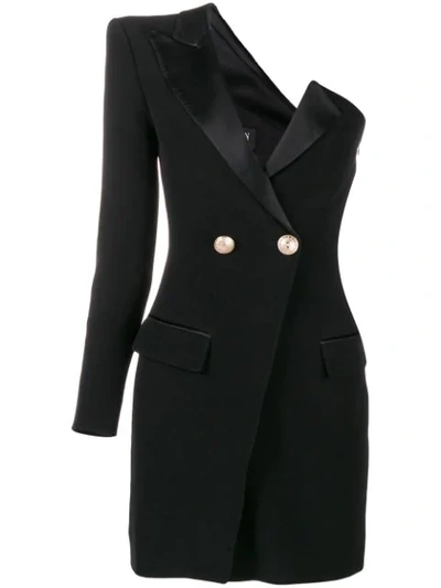 Shop Balmain Asymmetric Tailored Dress - Black
