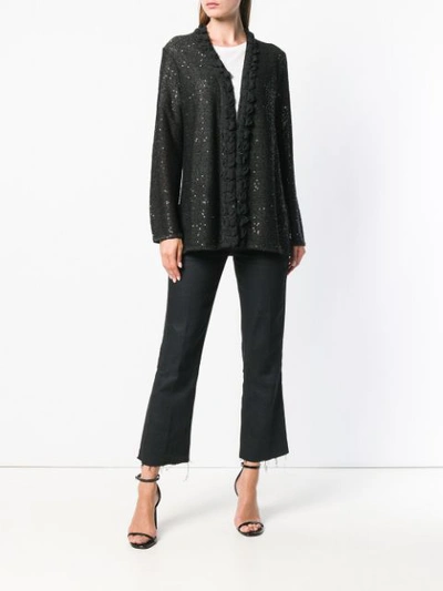 Shop Emporio Armani Sequin Detail Cardigan - Black