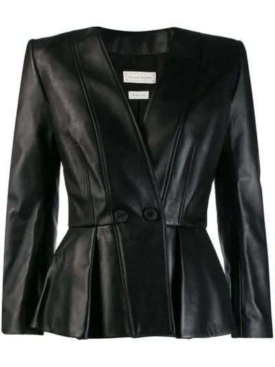 Shop Alexander Mcqueen Fitted Wrap-over Jacket In 1000 Black