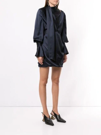 Shop Acler Soto Tucked Mini Dress In Midnight