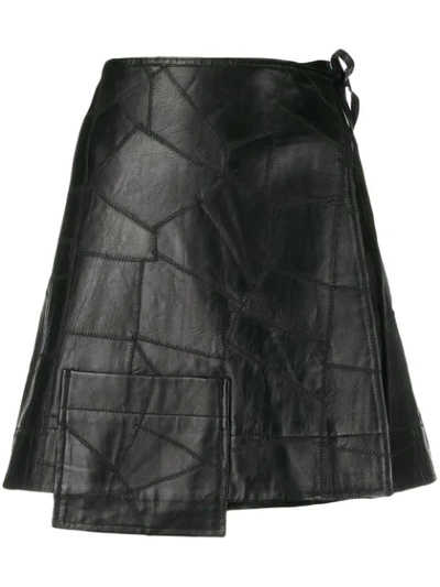 Shop Ganni Croc Effect Skirt In Black