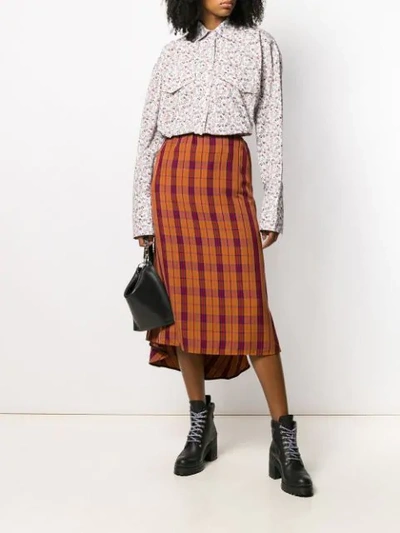 Shop Mcq By Alexander Mcqueen High Waisted Check Print Skirt In Orange