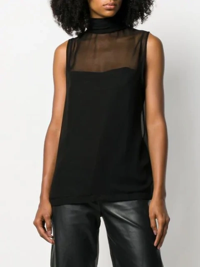 Shop Neil Barrett Sheer Panel Blouse In Black