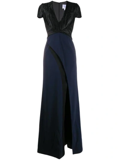 Shop Galvan Long Petal Dress In Black
