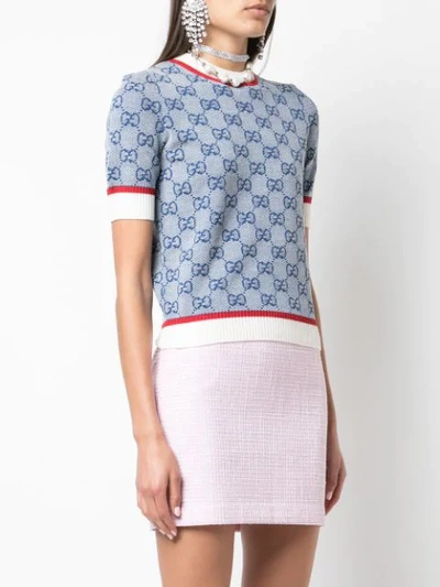 Shop Gucci Gg Knitted Top In Blue