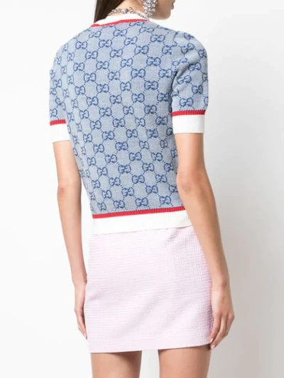 Shop Gucci Gg Knitted Top In Blue