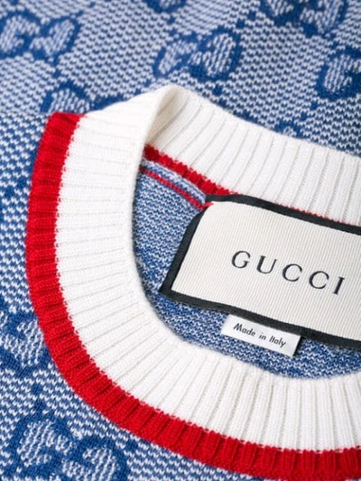 Shop Gucci Gg Knitted Top In Blue